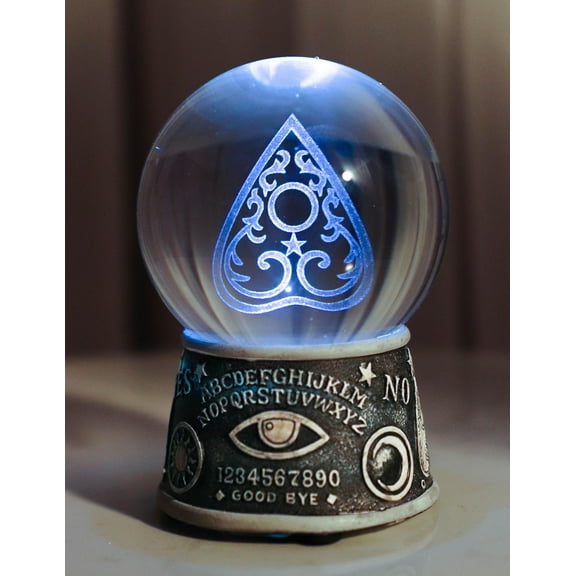 Ebros Wicca Ouija Spirit Board Evil Eye Planchette LED Glass Gazing Ball Statue