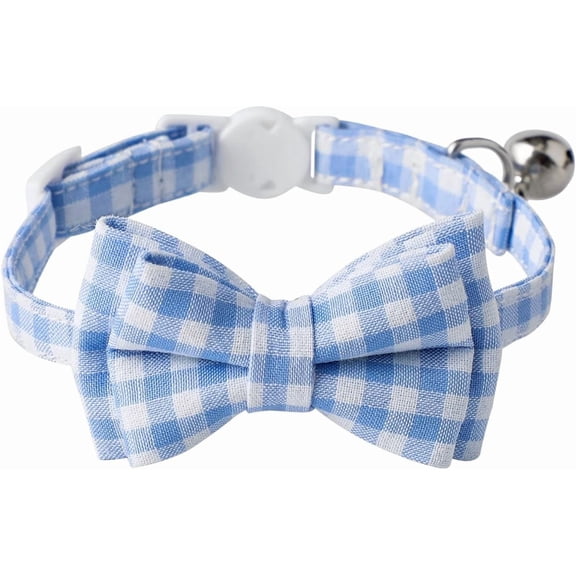 Breakaway Cat Collar with Cute Bow Tie and Bell, Detachable Adjustable Safety Collars for Girl Cats and Boy Cats, Kittens, Puppy, Soft Stylish Plaid Patterns Cat Collars