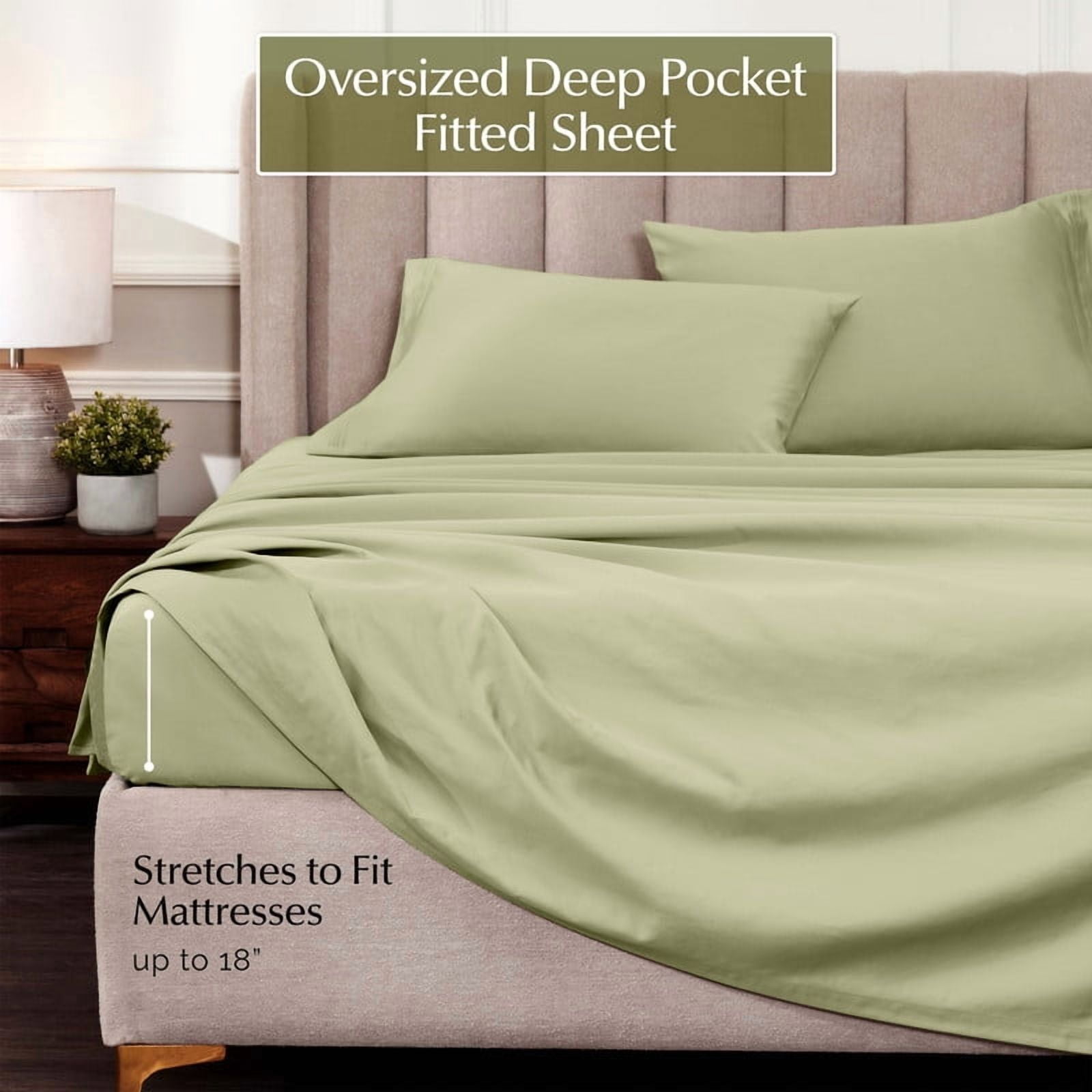 Superior 1000 Thread Count Egyptian Cotton Sheet Set, Deep Pocket Bed Sheets, King, Sage