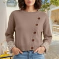thumbnail image 2 of Fgnfyis Womens Sweaters Asymmetrical Button Pullover Ribbed Knit Soft Comfortable Casual for Fall Winter Fashion Brown, 2 of 4