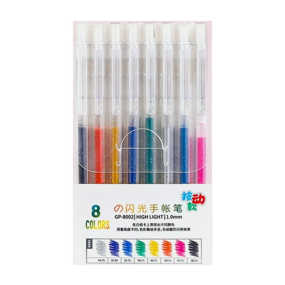 Retractable Colored Gel Pen 1.0MM Tip Glittering Metallic Highlighter Pen for Journaling Planner Notebook Note Taking