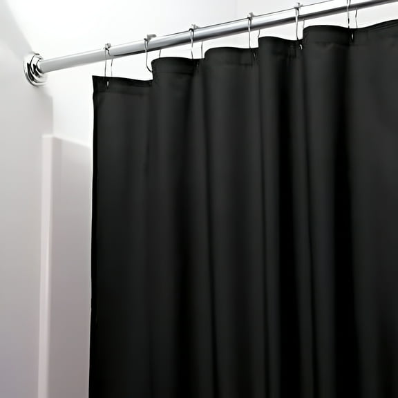 Shower Curtain Liner Black Machine Washable Vinyl Magnetized