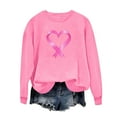 thumbnail image 4 of XPMWRP Women's Heart Graphic Print Breast Cancer Sweatshirts Loose Winter Warm Long Sleeve Crewneck Lightweight Pullover Pink XS, 4 of 4
