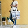 thumbnail image 4 of FORMRS Womens Canvas Tote Bag with Zipper Inner Pocket Shoulder Handbag, Winter Village, 4 of 7
