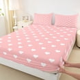 thumbnail image 3 of Homewish Love Heart Print 4 Pieces Queen Sheet Sets for Teens Female Girls,Dreamy Princess Ultra Soft Flat Sheet,Pink White Queen Fitted Sheet,Ultra Soft Home Decor, 3 of 7
