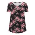 thumbnail image 3 of ICHUANYI Clearance Women's Fashion Printed Tank Top Round Neck Loose Short Sleeve Pullover Top(Pink, L) ICHUANYI WER2023081017107, 3 of 5
