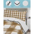 thumbnail image 4 of Quilts Twin XL Size, Brown White Plaid Soft Comforter Bedding Set for Bed, Watercolor Farmhouse Checkered Lightweight Quilted Bedspread with Pillow Cover(2 Pieces) for All Season, 68x98 Inch, 4 of 6