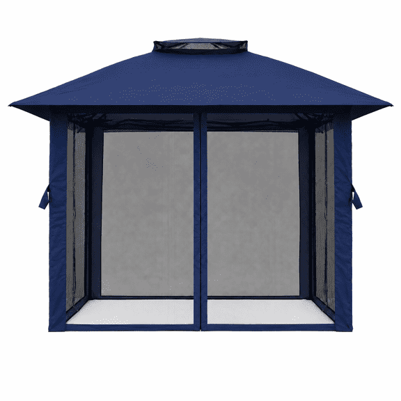 10x10 ft Pop-Up Canopy Tent with Slant Legs, Adjustable Height & Mesh Netting – Portable Outdoor Gazebo for Backyard, Patio, Beach & Tailgating – Navy Blue