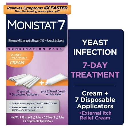 Monistat 7 Day Yeast Infection Treatment, 7 Disposable Miconazole Cream Tubes & External Itch Cream