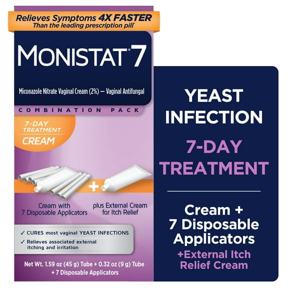 Monistat 7 Day Yeast Infection Treatment, 7 Disposable Miconazole Cream Tubes & External Itch Cream