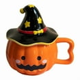 thumbnail image 3 of Halloween Small Ceramic Pumpkin Mug Pumpkin Cup with Handle & Lid,Halloween Theme Coffee Mug Cute Table Pottery Cup for Home Kitchen Festive Parties, 3 of 6
