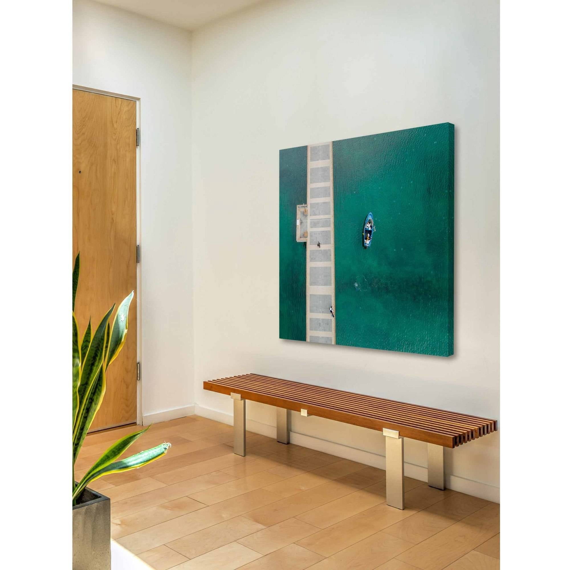 "Blue Boat Floats" Painting Print on Wrapped Canvas
