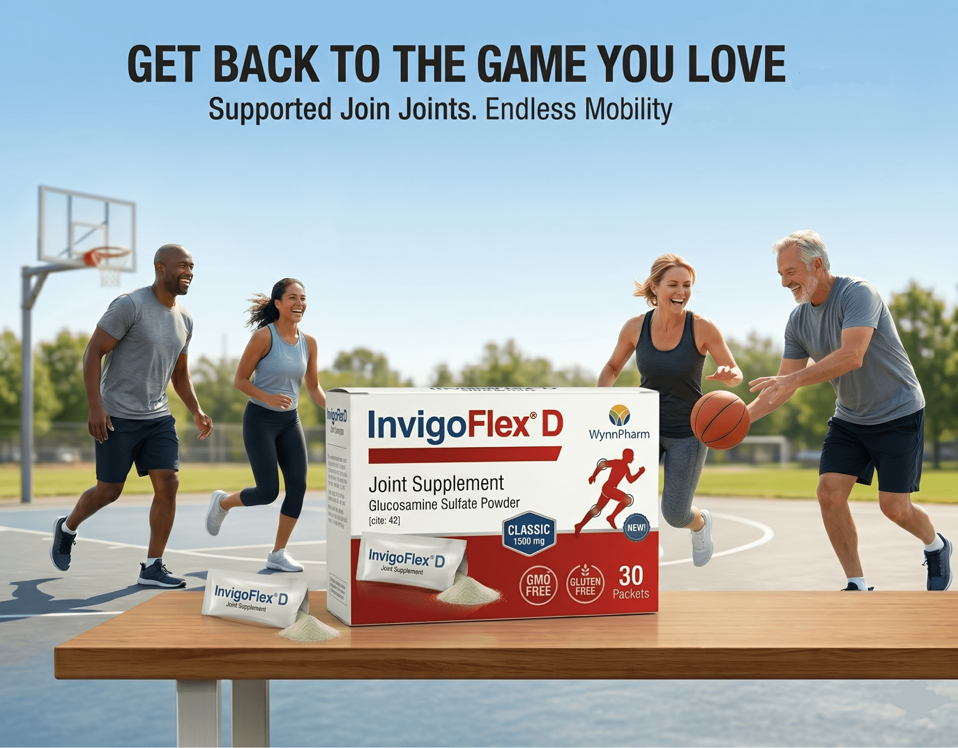 Invigoflex D 1500mg Glucosamine Sulfate Powder Packets, Joint Health Support, 30 Count