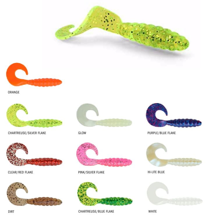 15pcs 8" Curly Tail Perch Grub Pink Orange Root Beer White Glow tail extended