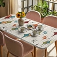 thumbnail image 3 of Yellow Green Diamond Table Cloths for 6 Foot Rectangle Tables, Modern Geometric Middle Century Beige Patio Waterproof Elastic Fitted Tablecloths, Washable Rectangular Table Cover for Camping, 3 of 8