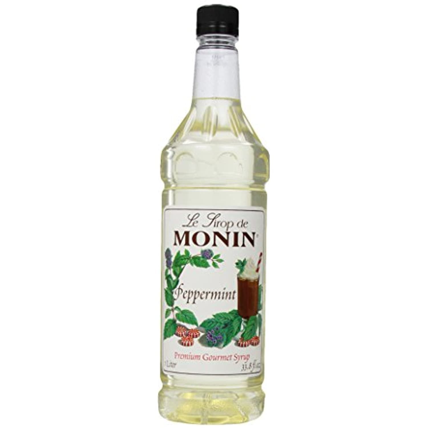 Monin Flavored Syrup, Peppermint, 33.8Ounce Plastic Bottles (Pack Of 4)