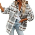 thumbnail image 3 of Delliss Women's Basic Lapel Button Jacket Fall Plaid Casual Cardigan Top Long Sleeve Coat, 3 of 6