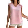 thumbnail image 1 of Gibobby Top de chaleco de manga de encaje con cuello en V y temperamento de Color sólido a la moda para mujer(Rojo,M), 1 of 4