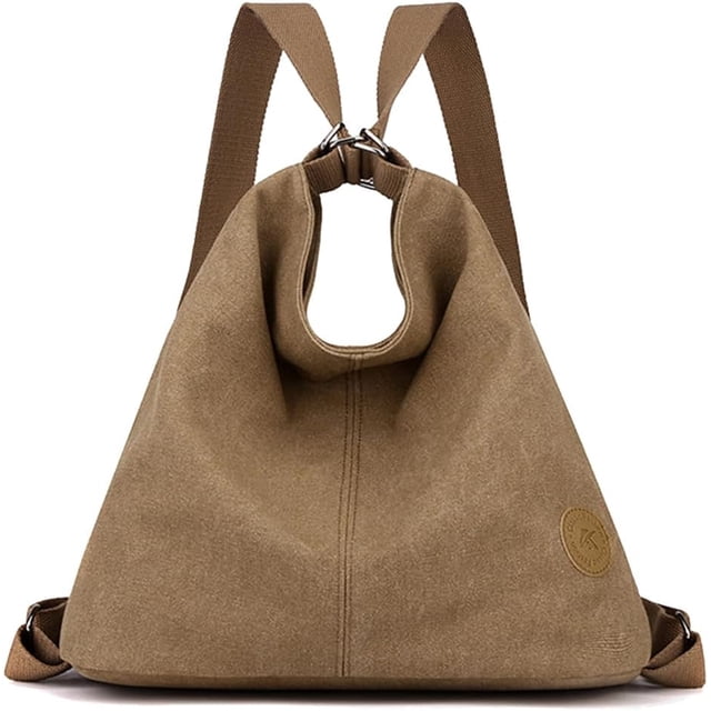 LHSHID Women Backpack Canvas Shoulder Bag Casual Daypacks Handbag Large Capacity Top Handle Bag Multifunction Tote Bag for Travel Shopping Work Daily Khaki