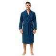 thumbnail image 5 of RIVERSIDE 100% Cotton Terry Bathrobe for Men & Women, Absorbent Spa Robe with Shawl Collar, Belt & Pockets - Dark Blue, 5 of 9
