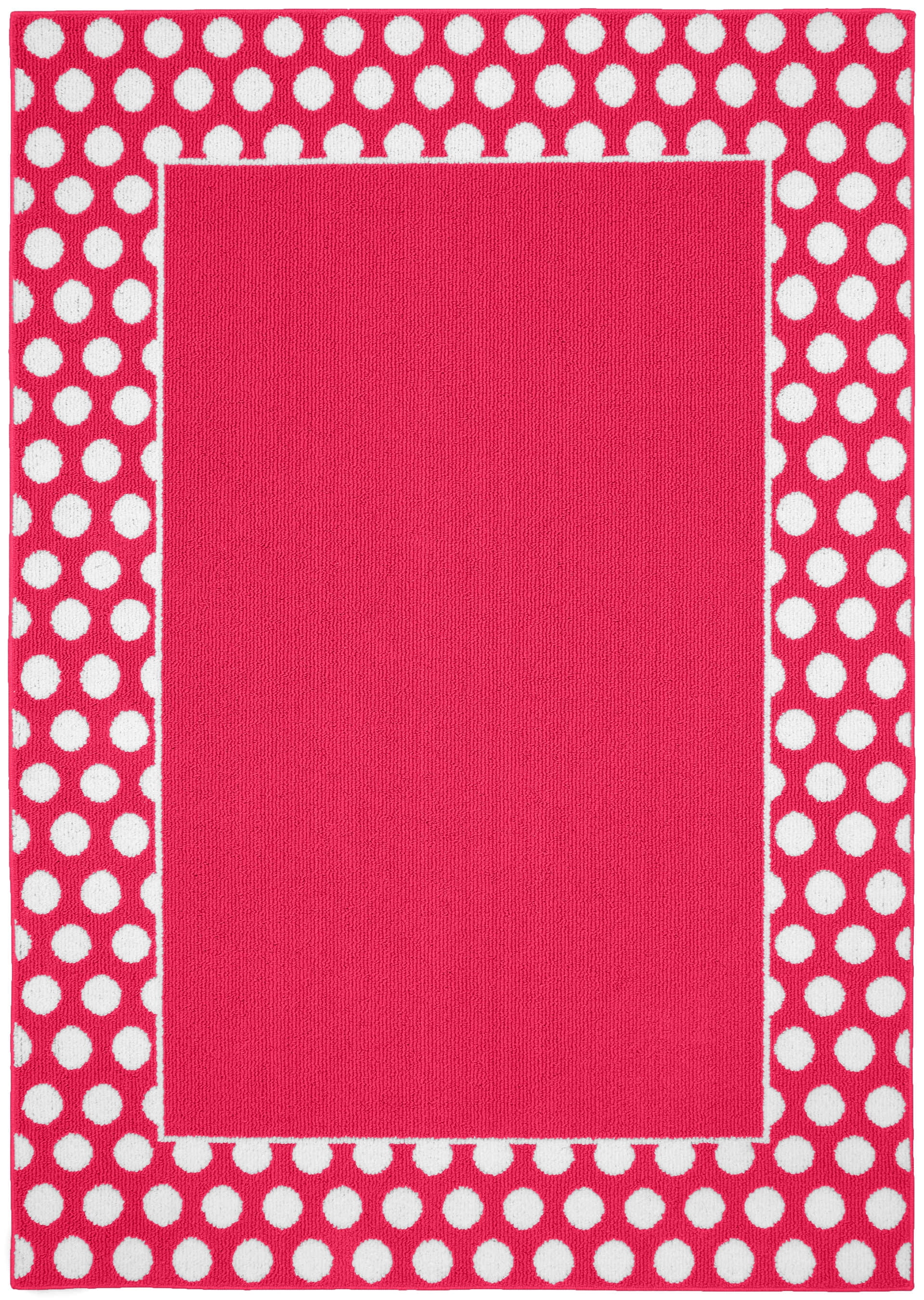 Garland Rug Polka Dot Frame Pink/White 5'x7' Indoor Area Rug Walmart