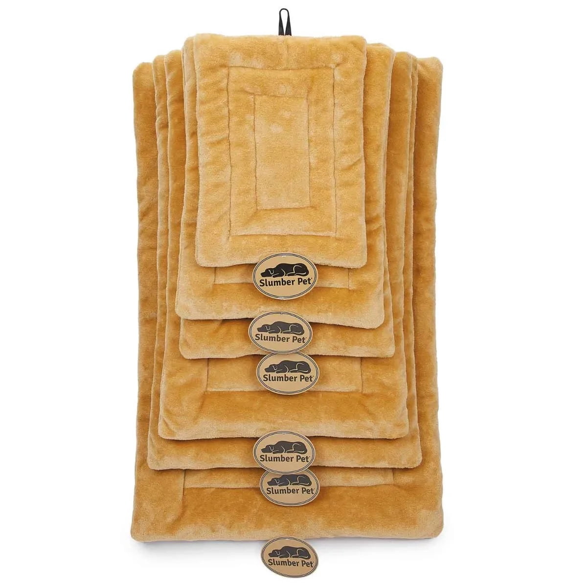 Golden Tan Sand Dog Crate Mat Bed Comfortable Durable Soft Double Sided Plush (Large - 32" x 20")