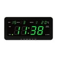 thumbnail image 1 of Pantalla de temperatura de reloj de pared digital Pantalla multifuncional, profesional de calendario, reloj LED de escritorio de despertador de alarma Verde, 1 of 9