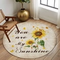 thumbnail image 2 of Round Area Rugs Collection 6 Ft, Sunflower Non-Slip Residential Carpet, Vintage Botanical Indoor Crawling Mats Runner Rugs for Living Room/Dining Room/Bedroom, 2 of 8