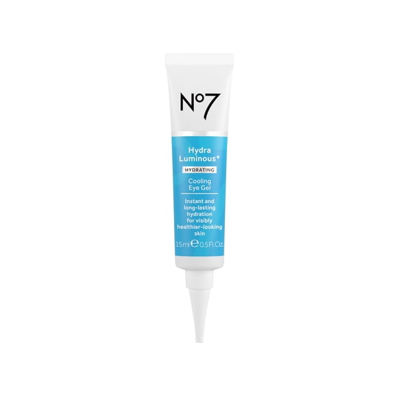 No7 HydraLuminous+ Gel refrescante debajo de los ojos - Gel hidratante para ojos para suavizar las líneas finas secas con ácido hialurónico y vitamina B3 niacinamida - Revela una piel visiblemente más
