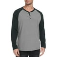 thumbnail image 2 of QDG Men's Henley Shirt Color Block Raglan Long Sleeve Slim Fit Casual Tee Shirt, 2 of 8