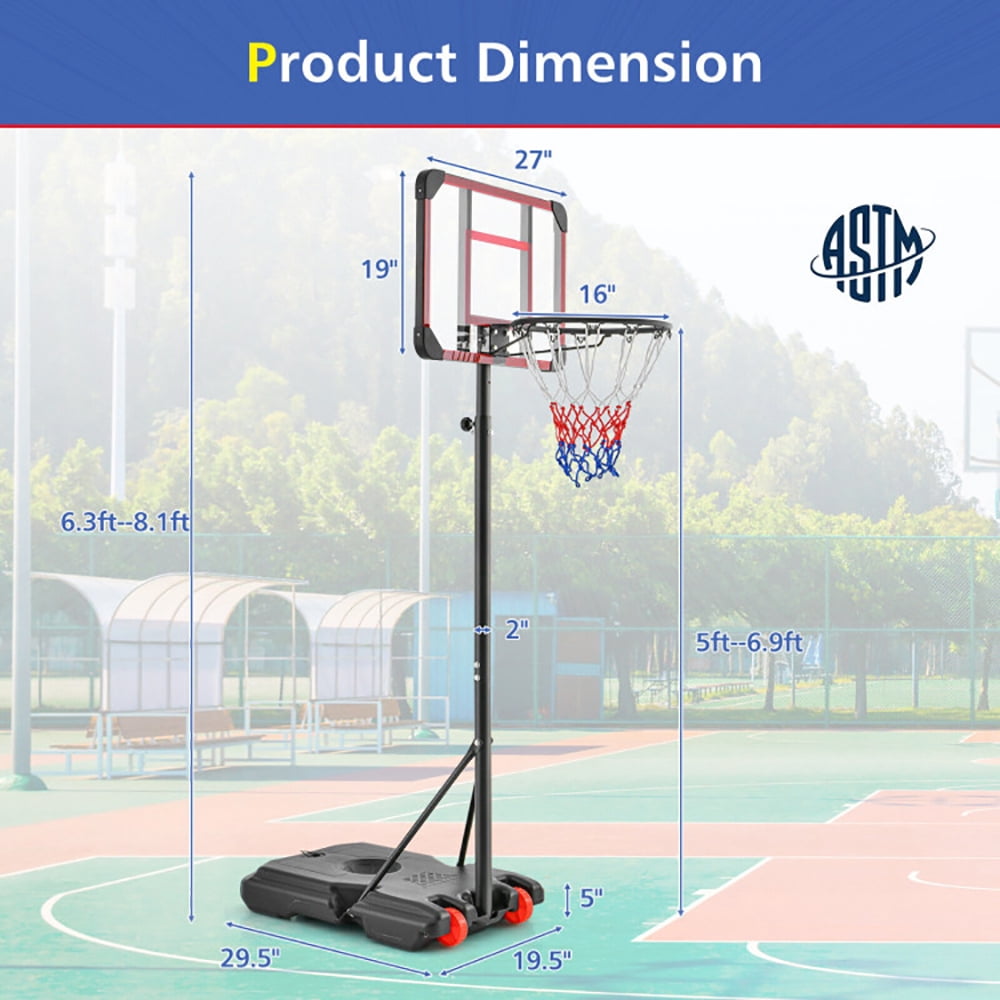 Kadyn Basketball Hoop,Basketball Hoop System, Basketball Stand System,Basketball Rack,Basketball Hoop Stand 5 Feet-6.8 Feet Height Adjustable