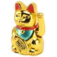 thumbnail image 2 of Riousery 4 Inches / 10 cm Lucky Cat Decor Hand Waving Welcoming Cat Fortune Figurine For Home Office Desk Ornament Decoration Housewarming Gift Gold, 2 of 9