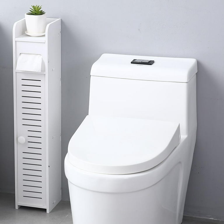 Xianrenge Small Bathroom Locker, Thin Toilet Cabinet, Bathroom Storage  Shelf With Door, Toilet Paper Holder Cabinet White