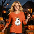 thumbnail image 5 of Trgacdwlo Halloween 3/4 Sleeve Tops for Women Funny Pumpkin Graphic Crew Neck Shirts for Women Cat on Pumpkin Full Moon Fall Pullover Tops M, 5 of 7
