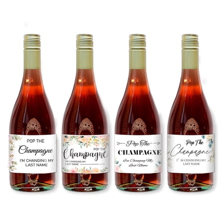 40PCS Mini Wine Bottle Labels 4 Styles Rectangle Wine Label Watercolor Flowers Text Champagne Bottle StickerDIY