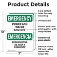 thumbnail image 2 of (2 Pack) Power And Water Shutoff OSHA Emergency Sign 7 Inch X 10 Inch Plastic Sign, Weather Resistant, UV Protected for Workplace, Business, and Construction Site, Made in the USA, 2 of 8