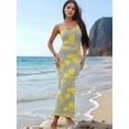 thumbnail image 6 of Women'S Summer Long Dress Casual Slip Slim Sleeveless Bodycon Maxi Dresses Yellow Flower XL, 6 of 7