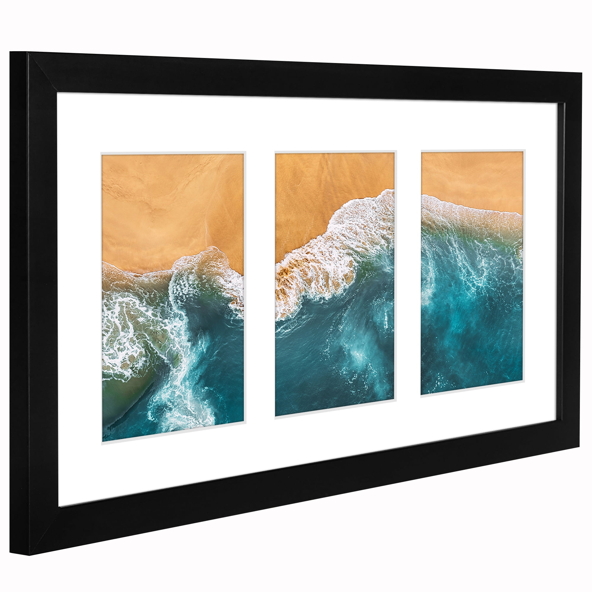 Americanflat 4x6 Picture Frame with Shatter-Resistant Glass Collage Fits 3 Use as One 8x14 Signature - Black