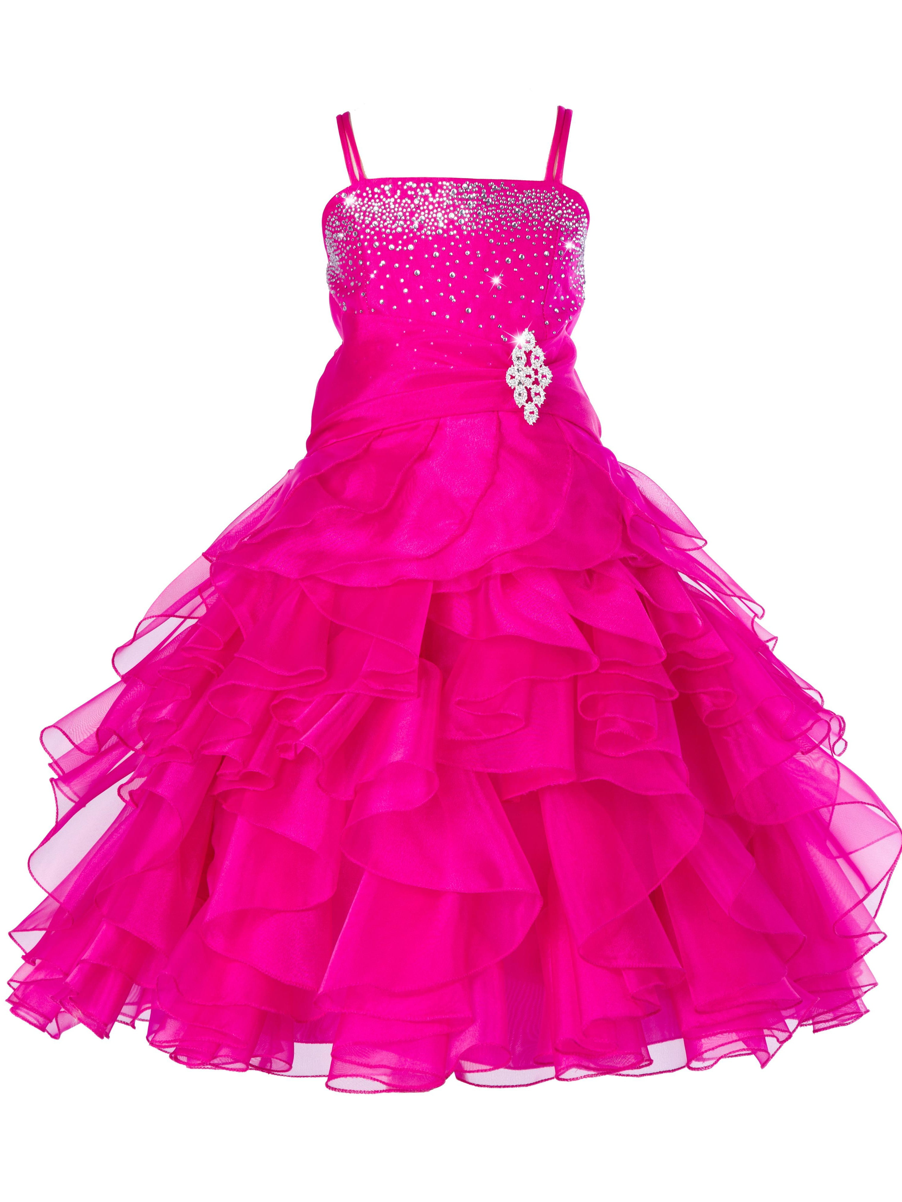 Ekidsbridal Elegant Stunning Rhinestone Organza Layers Flower Girl