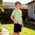 thumbnail image 6 of CYRBOKO Boys T-shirts, Pullover Casual Short Sleeve Cotton Summer Tops Green Size 7-8 T, 6 of 7