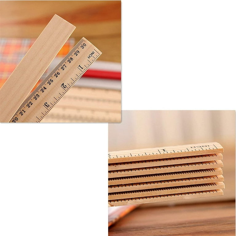 KINJOEK 36 Packs 12 Inch Wooden Rulers Double Sided Pine Wood School Ruler  Measuring for Home, Student, Office Use, 2 Scale, 30 cm