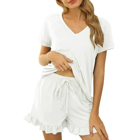 

Women Summer Short Pajama Set Loose Top and Shorts Sleepwear Nightwear Loungewear PJ Set