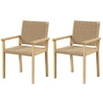 thumbnail image 1 of Costway Patio Chair Set of 2 Rubber Wood Dining Armchairs Paper Rope Woven Seat Balcony, 1 of 8