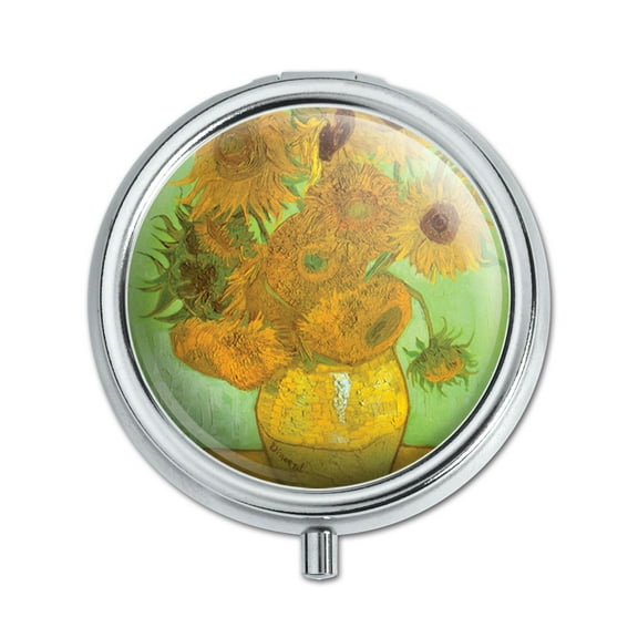 Still Life Vase with Twelve Sunflowers Vincent Van Gogh Pill Box