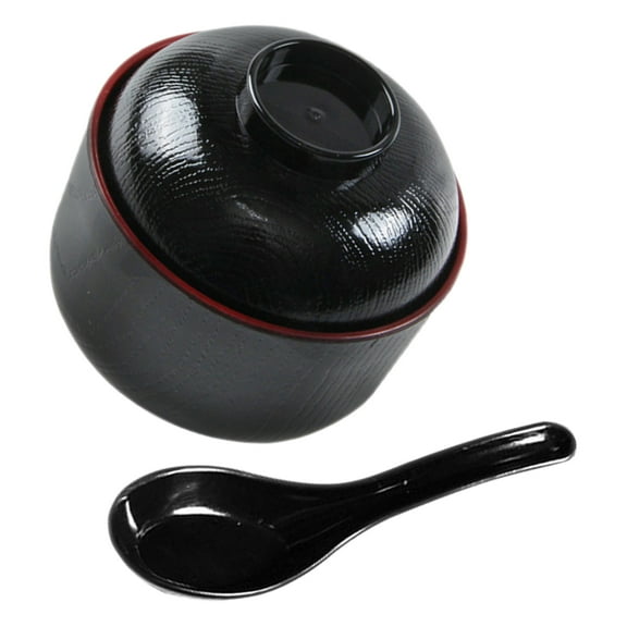 UNOMOR 1 Set of Serving Bowl with Lid Round for Appetizers Black