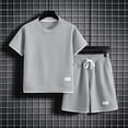 thumbnail image 6 of HAOTAGSBoys Outfit Sets, Short Sleeve T-Shirt & Elastic Waist Shorts with Pockets Summer Kids Fashion Clothes Gray Size 8, 6 of 7
