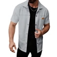 thumbnail image 5 of Western Shirts for Men Short Sleeve Waffle Pearl Snap Shirts for Men Button Up Shirt Cowboy Casual Work Shirt Size 3XL Gray, 5 of 5