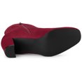 thumbnail image 6 of Unique Bargains Women's Solid Side Zip Chunky Heel Ankle Boots Burgundy 9, 6 of 7