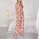 thumbnail image 3 of Balery Smiling Pink Pumpkins Conjunto de Pijama con Estampado para Mujer, Conjunto de Dos Piezas con Manga Larga, Ropa de Dormir Suave con Bolsillos, Pijamas Cómodos-Medium, 3 of 7