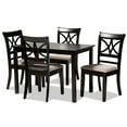thumbnail image 2 of Baxton Studio Clarke Modern and Contemporary Sand Fabric Upholstered and Espresso Brown Finished Wood 5-Piece Dining Set, 2 of 9